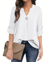 Women's Long Sleeved Simple And Versatile Casual Pearl Button Shirt - Lootquake