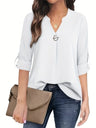 Women's Long Sleeved Simple And Versatile Casual Pearl Button Shirt - Lootquake