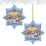 Christmas Village Snowflake Wooden Ornaments by G. Debrekht - Christmas Decor - 8688417