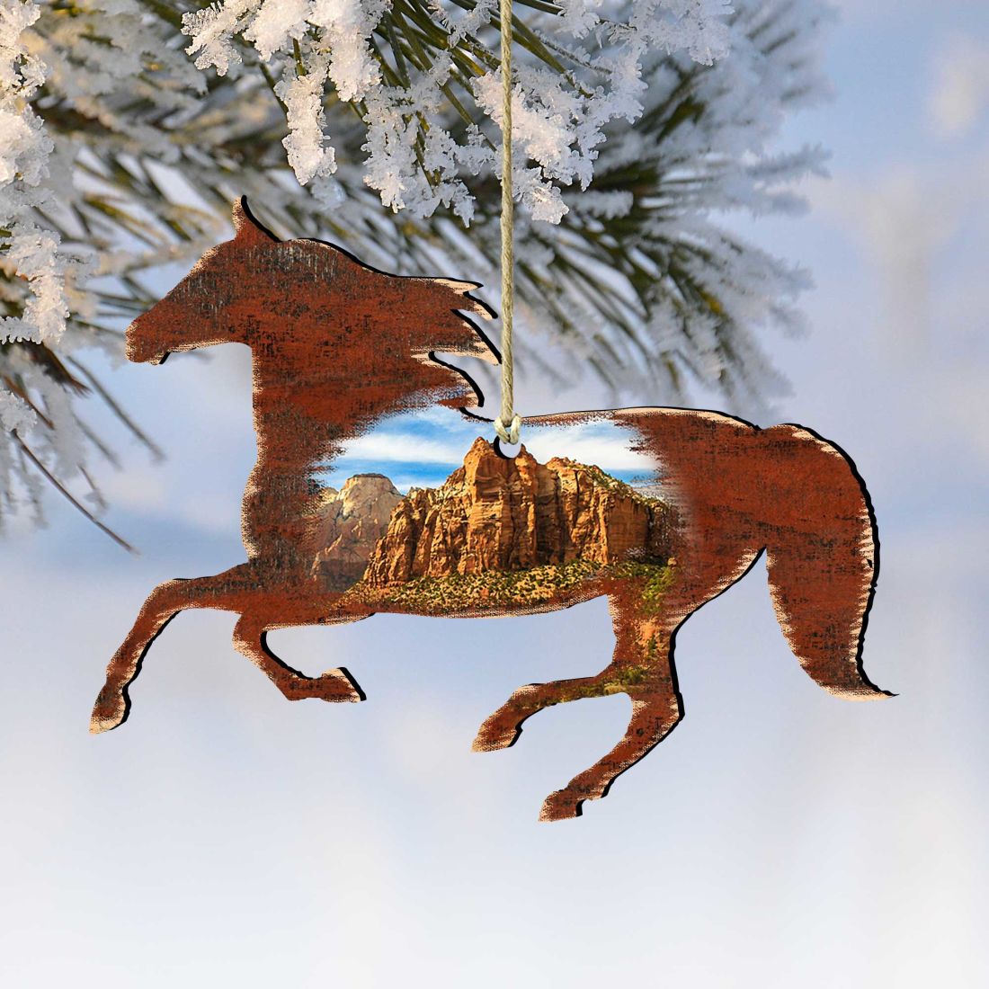 Adornos de madera con forma de caballo de Nature Wonders - Decoración navideña con temática de vida silvestre - 81981582