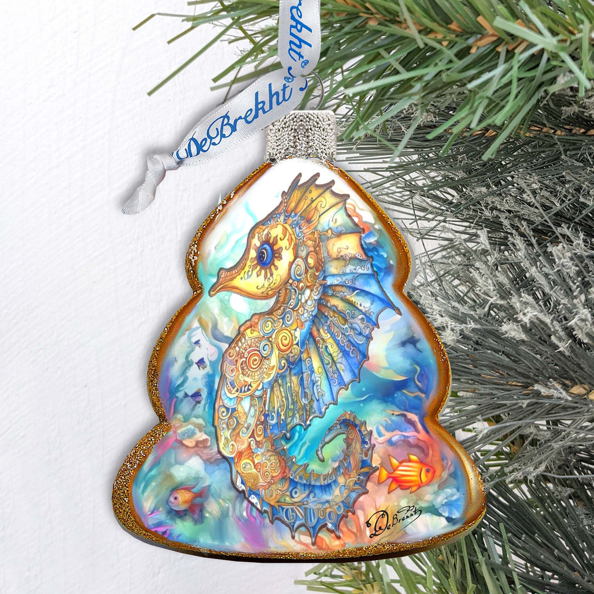 Decoración costera navideña - Adornos de cristal con forma de caballito de mar de G. Debrekht - Decoración costera navideña - 777398