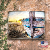 Boat on Shore Wood Wooden Coastal Wall Art by Nature Wonders - Coastal Sea-Life Decor - 95249B