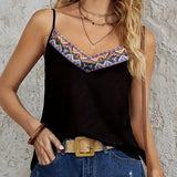 Ladies' Fashionable Printed V-neck Vacation Style Camisole Top - Lootquake