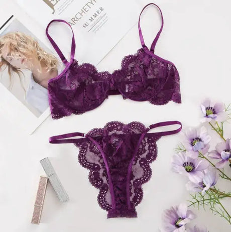 Ladies Underwire Lace Lingerie Suit Fashion - Lootquake