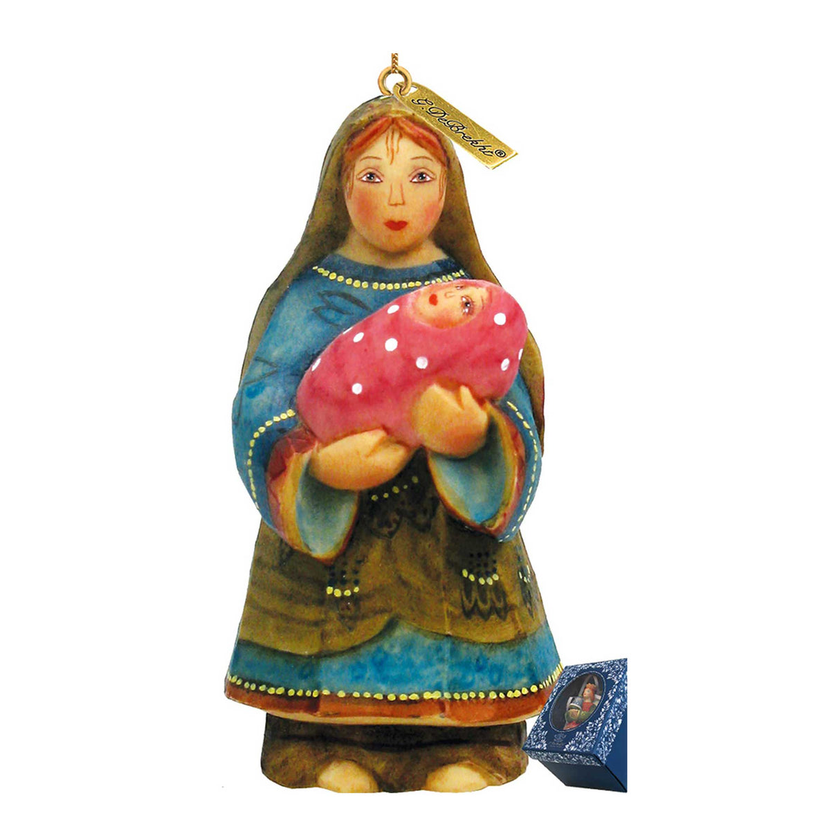 Figura navideña de María, esculpida y pintada a mano por G. DeBrekht - Decoración navideña de Papá Noel y muñeco de nieve - 652621