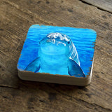 Dolphin Coastal Wooden Cork Coasters Gift Set of 4 by Nature Wonders - Coastal Sea-Life Decor - 95261C-S4