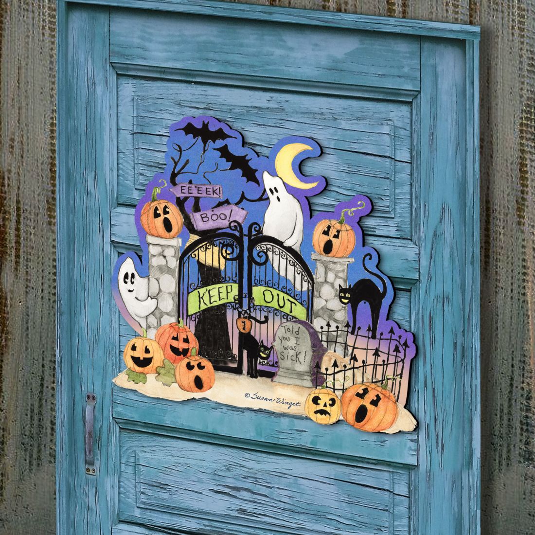 Decoración de puerta con escena de Halloween de Susan Winget - Decoración de Halloween con temática de Acción de Gracias - 8471205H-SW