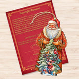 Adornos de madera de Papá Noel con amigos del bosque de G. Debrekht - Decoración navideña de Papá Noel y muñeco de nieve - 8691409