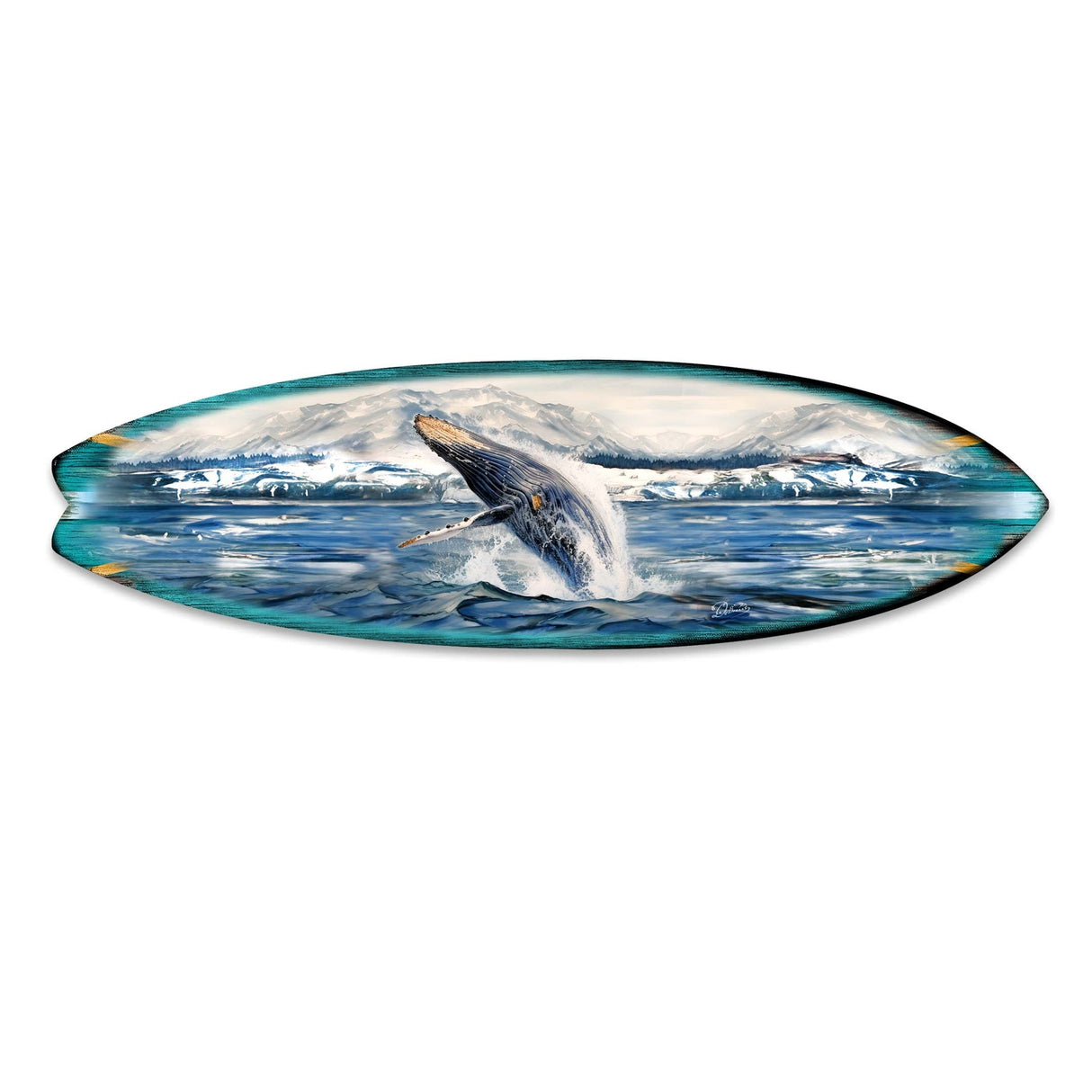 Humpback Harmony Surfboard Coastal Wall Art by G. DeBrekht - Coastal Holiday Decor - 8490119HS