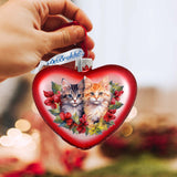 Cute Kittens Heart Glass Ornament by G. Debrekht - Christmas Décor - 753-015