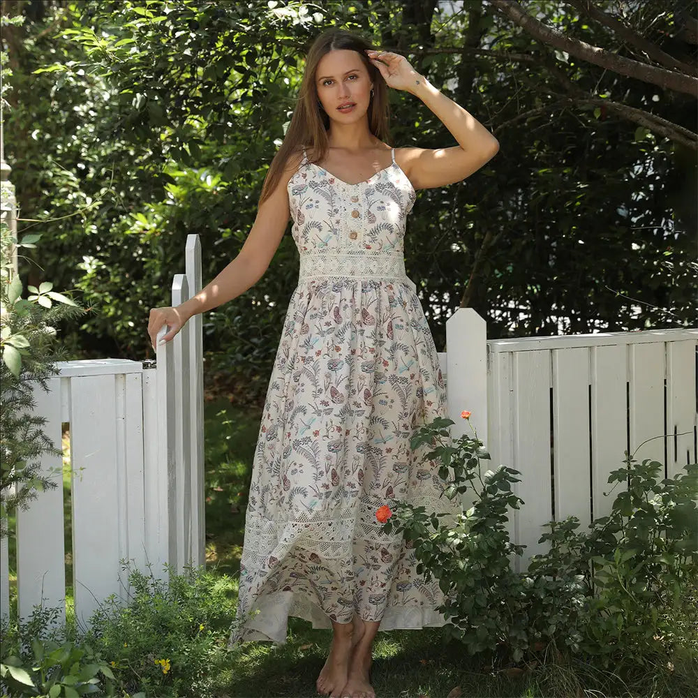 Women's Sleeveless Suspender Floral Dress - Lootquake