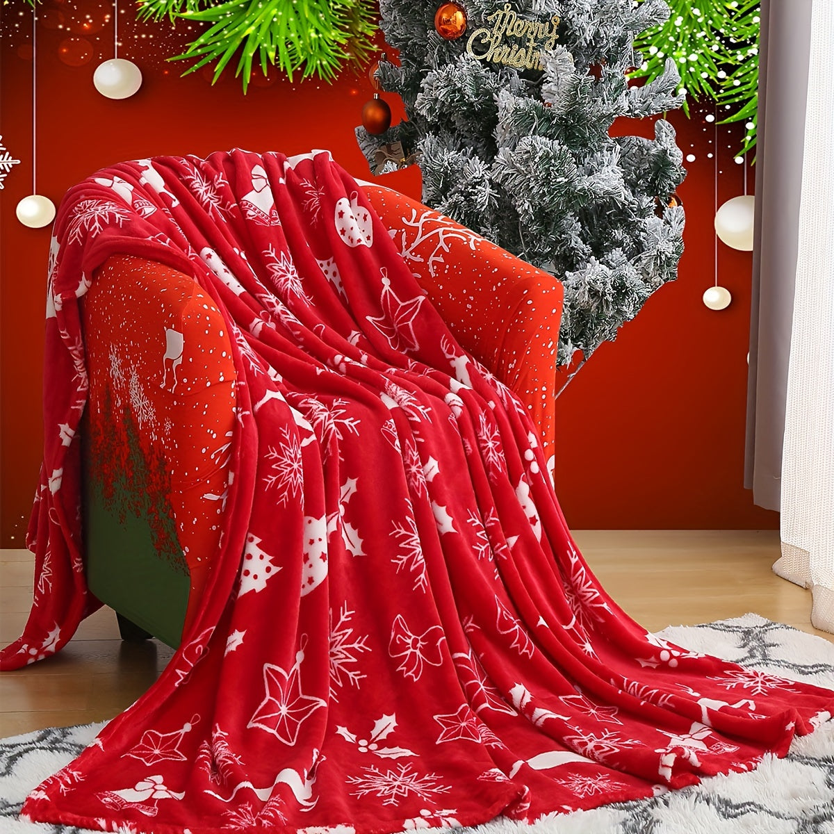 1 manta navideña de felpa, suave y cómoda, ideal para sofá, oficina, cama, camping, viajes, regalo de Navidad.