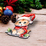 Christmas Cats Decorative Wooden Clip-on Ornaments Set of 3 by G. Debrekht - Christmas Decor - 8091016C-S3