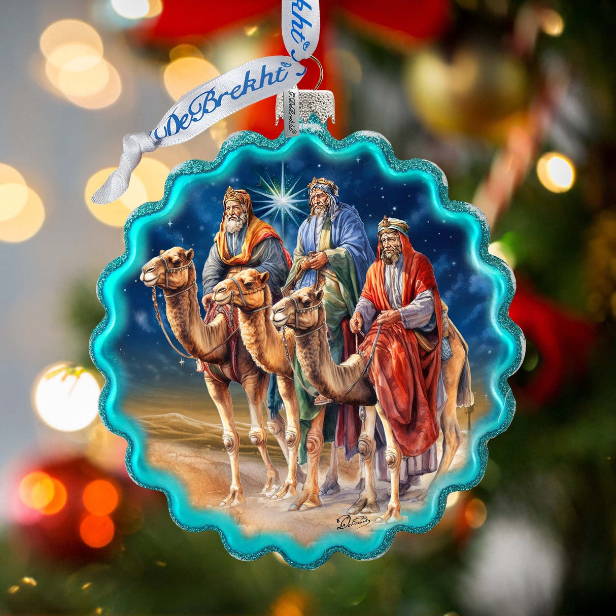 Adorno de cristal con corona de los Reyes Magos de G. Debrekht - Decoración navideña - 759-046
