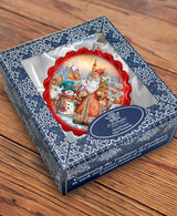 Merry Christmas Wreath Glass Ornament by G. Debrekht - Christmas Santa Snowman Decor - 759-058