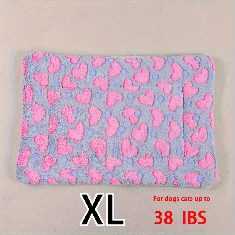 Manta rectangular para mascotas, resistente a la suciedad y para todas las estaciones - Cómoda cama con estampado de pata de perro y corazón (1 unidad)
