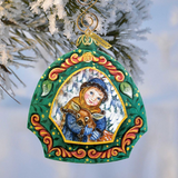 Girl with Deer Sculpted Hand-Painted Christmas Ornament by G. DeBrekht - Christmas Decor - 6102821