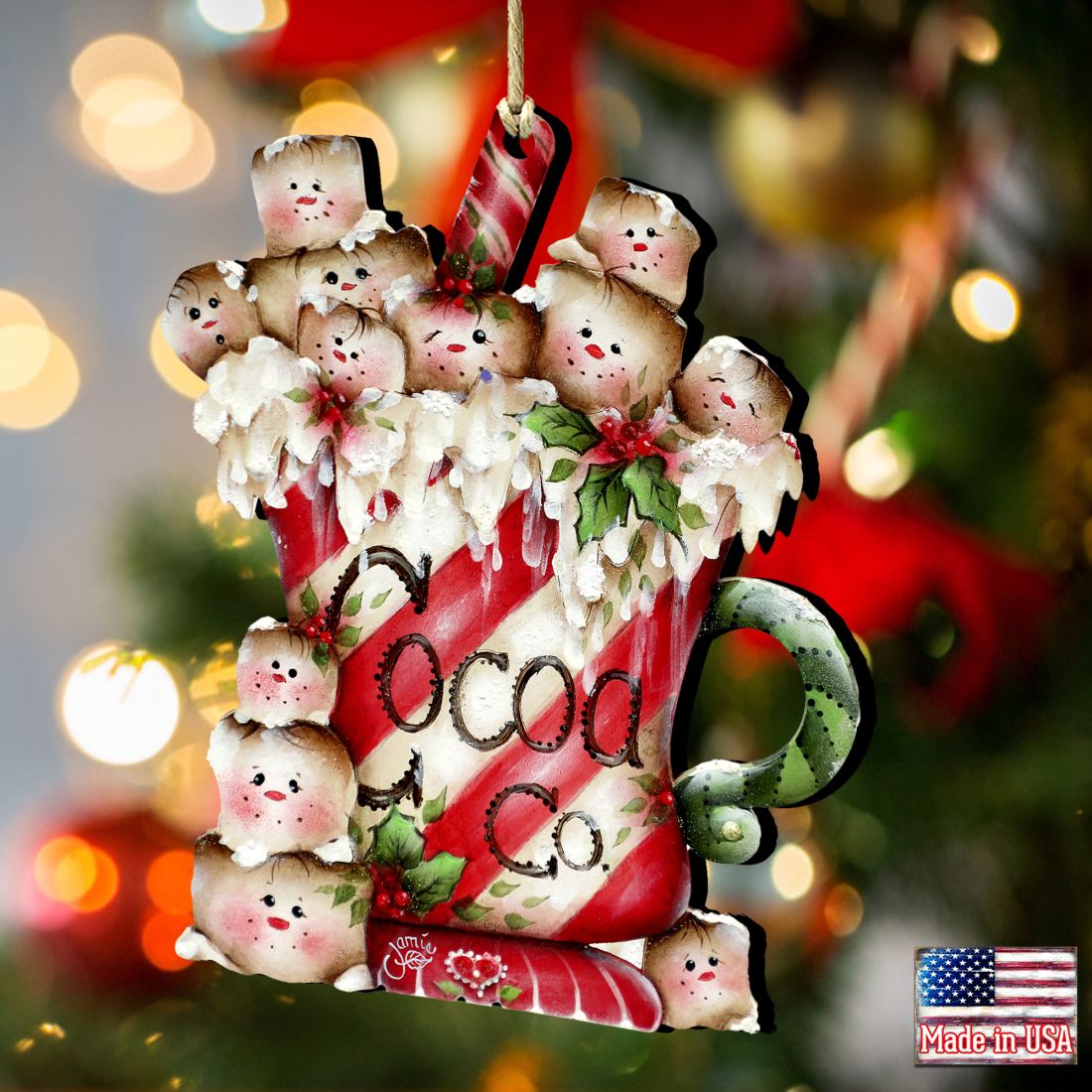 Marshmallow Cocoa Company Wooden Ornaments by Jamie Mills-Price - Christmas Decor - 8457513