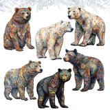 Bear Parade Decorative Wooden Clip-on Ornaments Set of 6 by G. Debrekht - Wildlife Decor - 8090106C-S6
