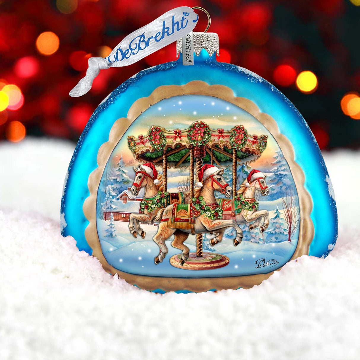 Christmas Carousel Rainbow Glass Ornament by G. Debrekht - Christmas Decor - 756-021