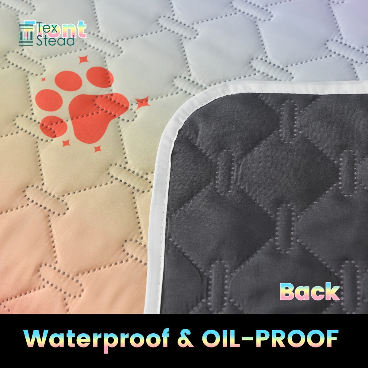 Ultimate Reversible Dog Bed Cover - Waterproof, Washable, Reusable Camping Mat with Geometric Embroidery Blanket, Rainbow Dog Paw Design, Easy to Clean and Durable for Indoor and Outdoor Use