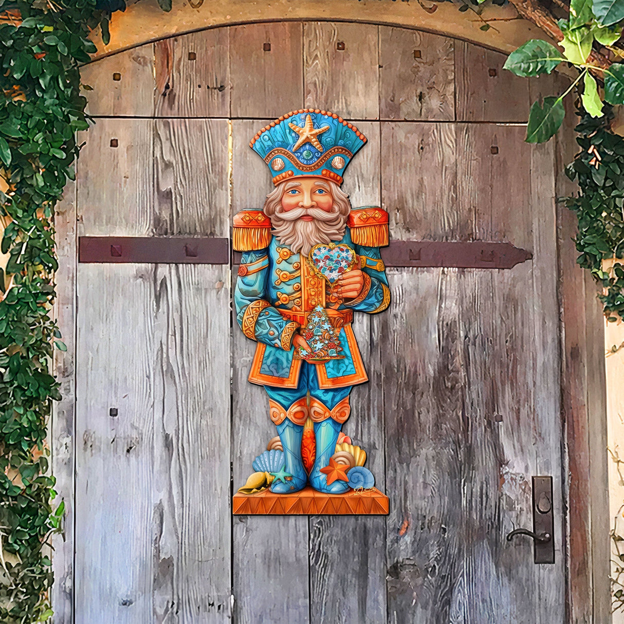Coastal Nutcracker Outdoor Door Decor by G. DeBrekht - Coastal Holiday Decor - 8652753H