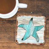 Starfish  Wooden Cork Coasters Gift Set of 4 by Nature Wonders -  Coastal Sea-Life Decor - 8198531-9C-S4
