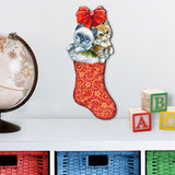 Medias navideñas con gatitos, decoración navideña para puerta de G. DeBrekht - Decoración navideña de Papá Noel y muñeco de nieve - 8114021H