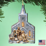 Nativity Chapel Wooden Ornaments by Gelsinger - Nativity Holiday Decor - 8121016-1606