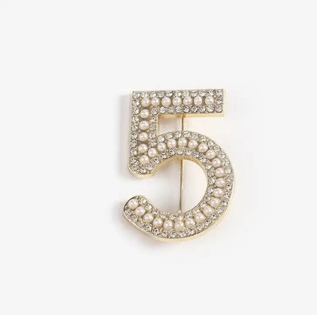 Korean Version Of Xiaoxiangfeng Digital 5 Shiny Brooch - Lootquake