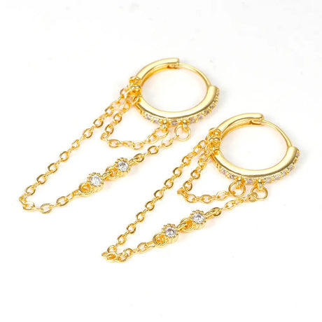 INS Chain Zircon Tassel Design Fashion Ear Ring - Lootquake