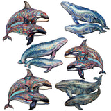 Embracing Whales Decorative Wooden Magnets Set of 6 by G. Debrekht - Wildlife Coastal Decor - 8090107G-S6