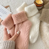 5 pares de calcetines de rizo liso, sencillos y cálidos, de tubo medio, medias y calcetería para mujer