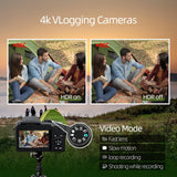 Appareil photo numérique NBD 64 MP pour la photographie et la vidéo, caméra de vlogging 4K avec écran rabattable de 3 pouces, zoom numérique 16x, Wi-Fi et autofocus, dragonne et trépied, 2 piles, carte TF 32 Go