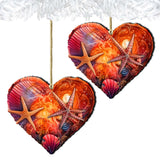 Adornos costeros navideños - Adornos de madera con forma de corazón costero de G.Debrekht - Decoración costera navideña - 8688199