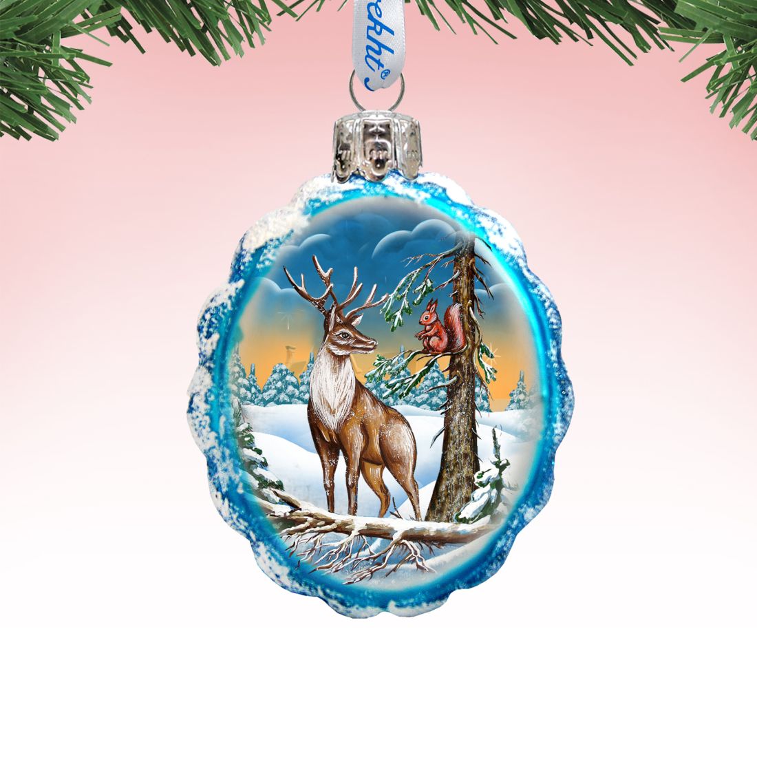 Deer and Friend Mercury Glass Ornament by G. DeBrekht - Wildlife Holiday Décor - 771013