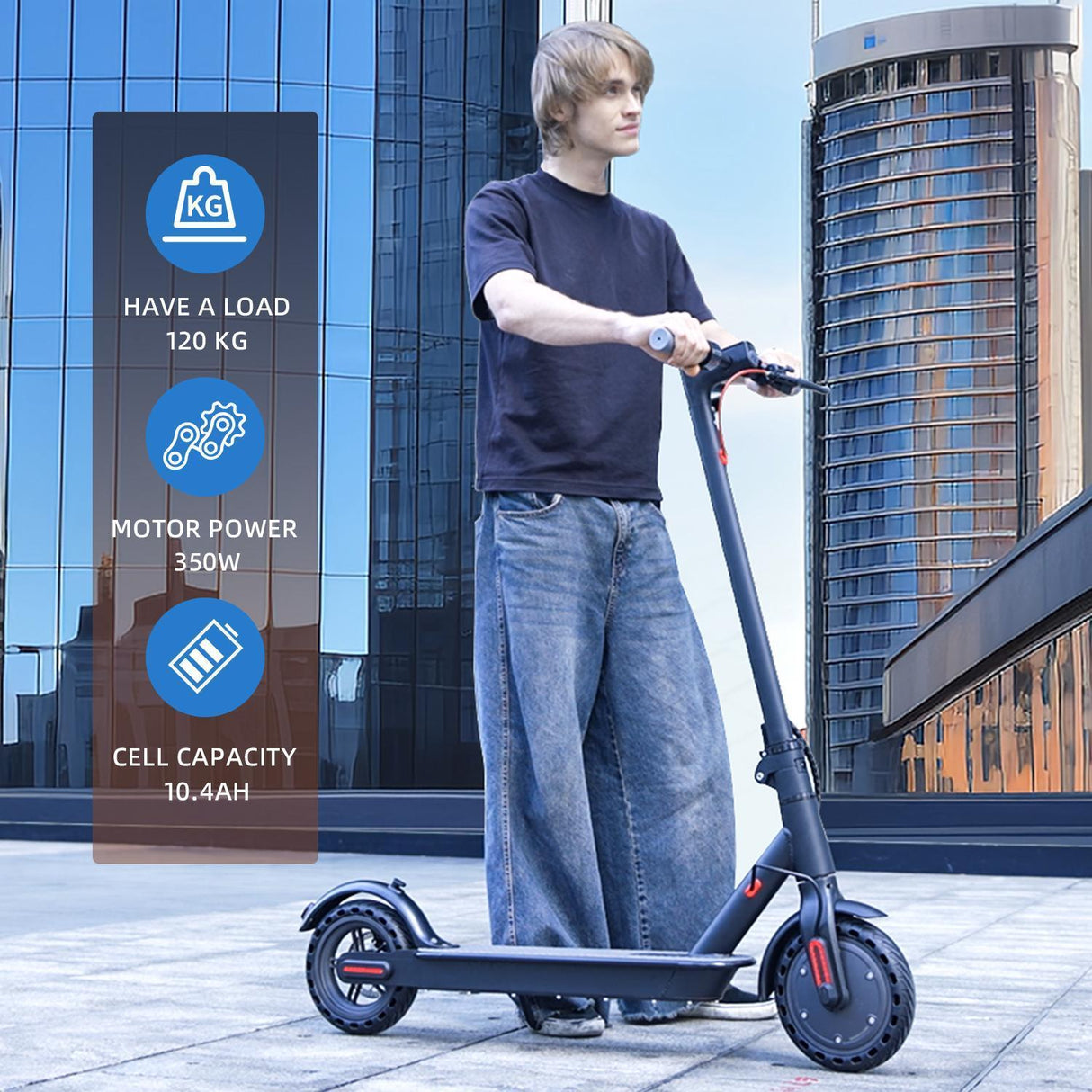 Patinete eléctrico potente de 8,5 pulgadas con ruedas dobles, batería de 350 W y 10,4 A.