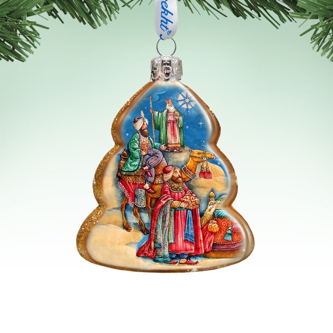 Adorno de cristal de mercurio de los Tres Reyes Magos de G. DeBrekht - Decoración navideña para la Natividad - 772073