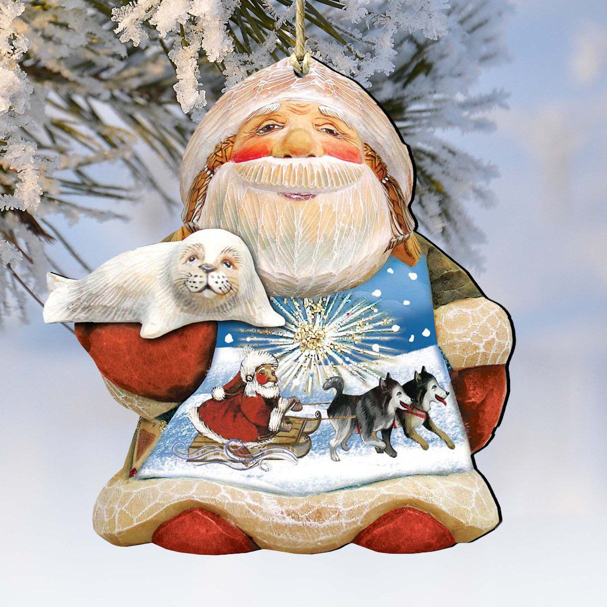 Northern Light Santa Wooden Ornaments by G. DeBrekht - Christmas Decor - 8151844