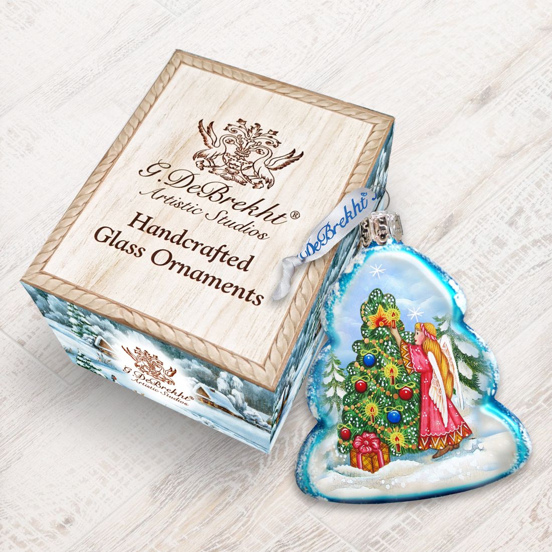 Adorno de vidrio de mercurio con forma de árbol angelical de G. DeBrekht - Decoración navideña - 773020