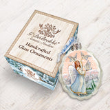 Adorno de vidrio con forma de ángel de Mercurio y palomas blancas de G. DeBrekht - Decoración navideña - 773026