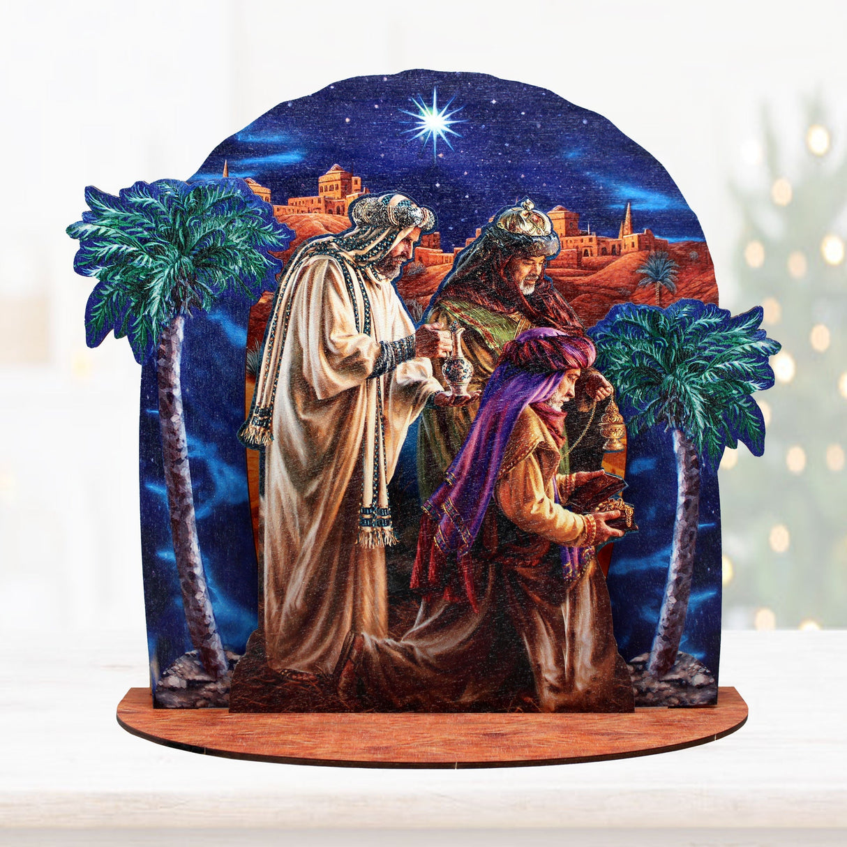 Three Kings Decorative Village Set Art by D. Gelsinger - Nativity Holiday Decor - 852765