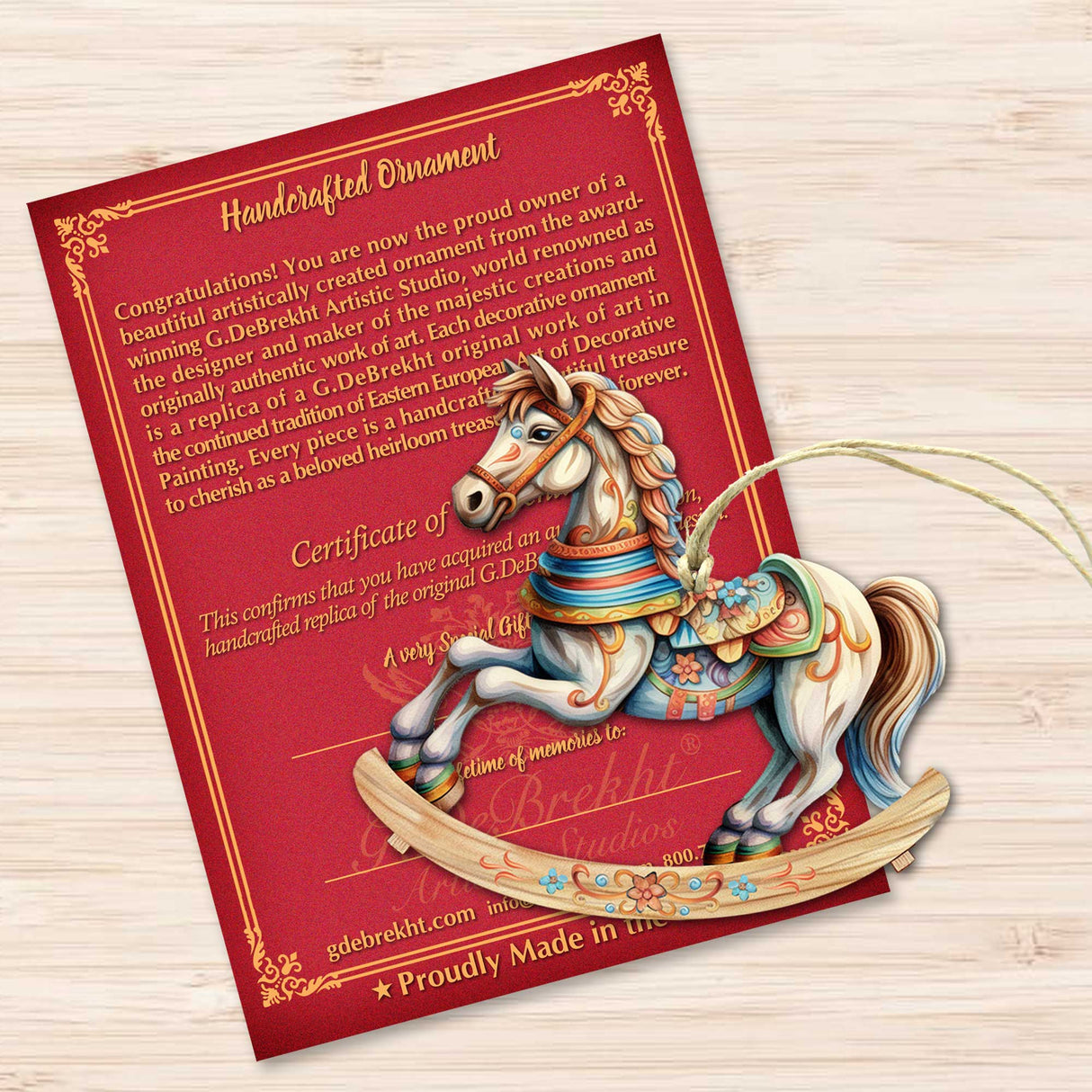 Rocking Horses Wooden Ornaments Set of 3 by G. Debrekht - Christmas Decor - 8100196S3