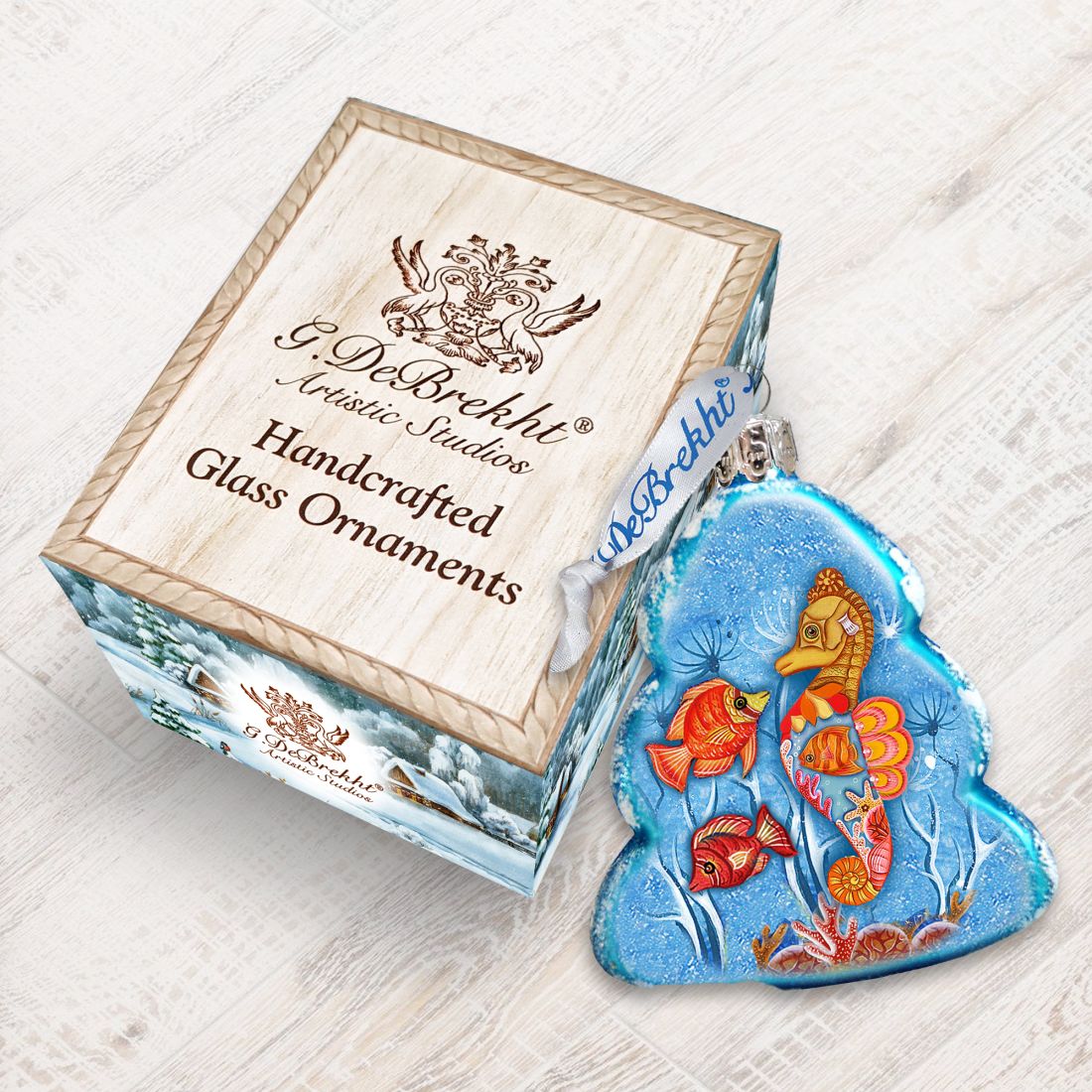 Adorno de vidrio de mercurio con forma de pez árbol de G. DeBrekht - Decoración navideña costera - 776275