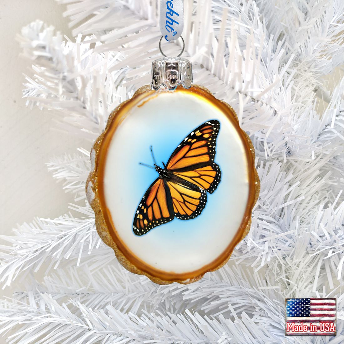 Adorno de mariposa de vidrio de mercurio de G. DeBrekht - Decoración navideña costera - 776283