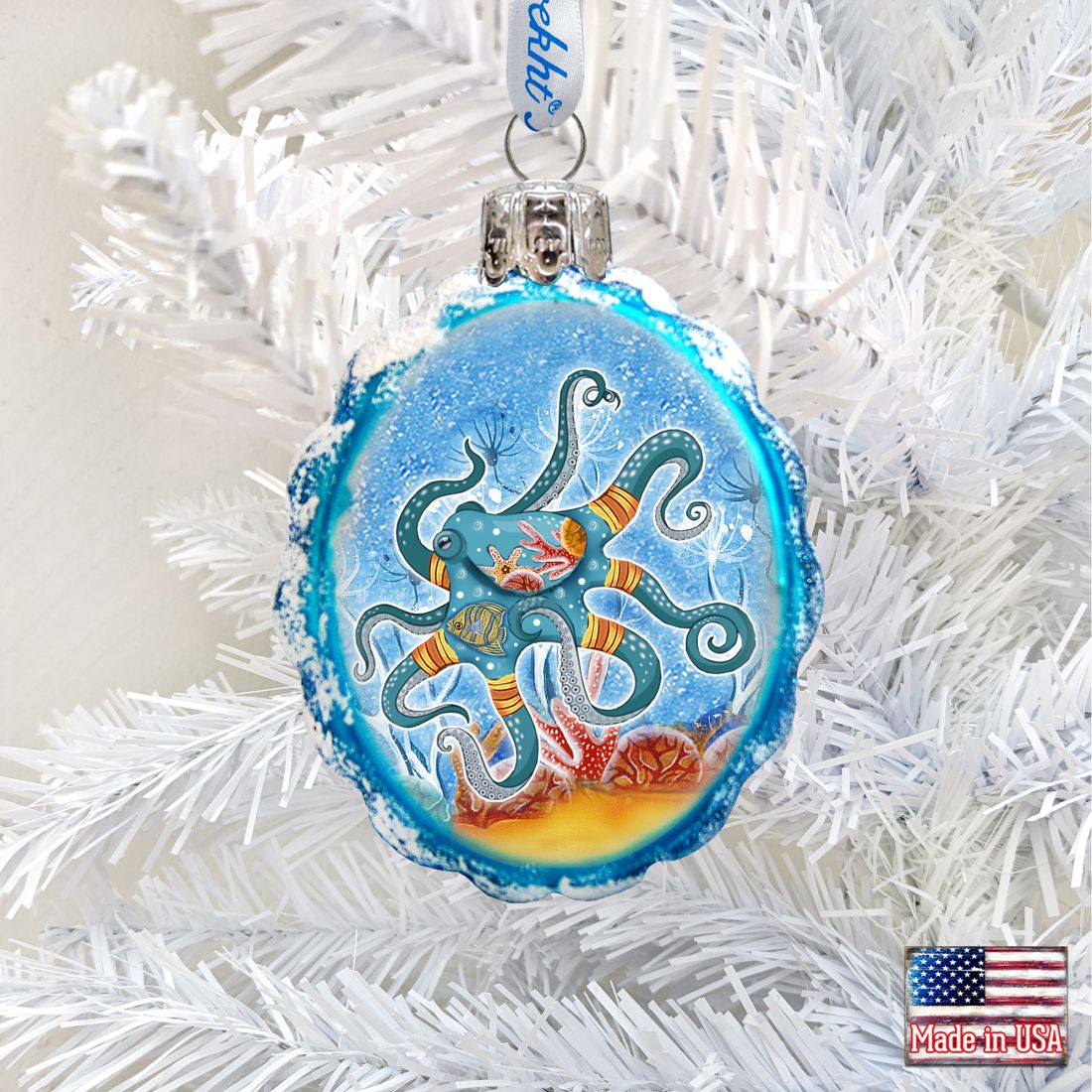 Octopus Mercury Glass Ornament by G. DeBrekht - Coastal Holiday Décor - 777374