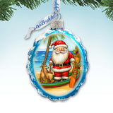 Holiday Coastal Décor - Santa on the Beach Keepsake Glass Ornaments by G. Debrekht - Christmas Décor - 777416