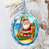Holiday Coastal Décor - Santa on the Beach Keepsake Glass Ornaments by G. Debrekht - Christmas Décor - 777416