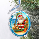 Holiday Coastal Décor - Santa on the Beach Keepsake Glass Ornaments by G. Debrekht - Christmas Décor - 777416