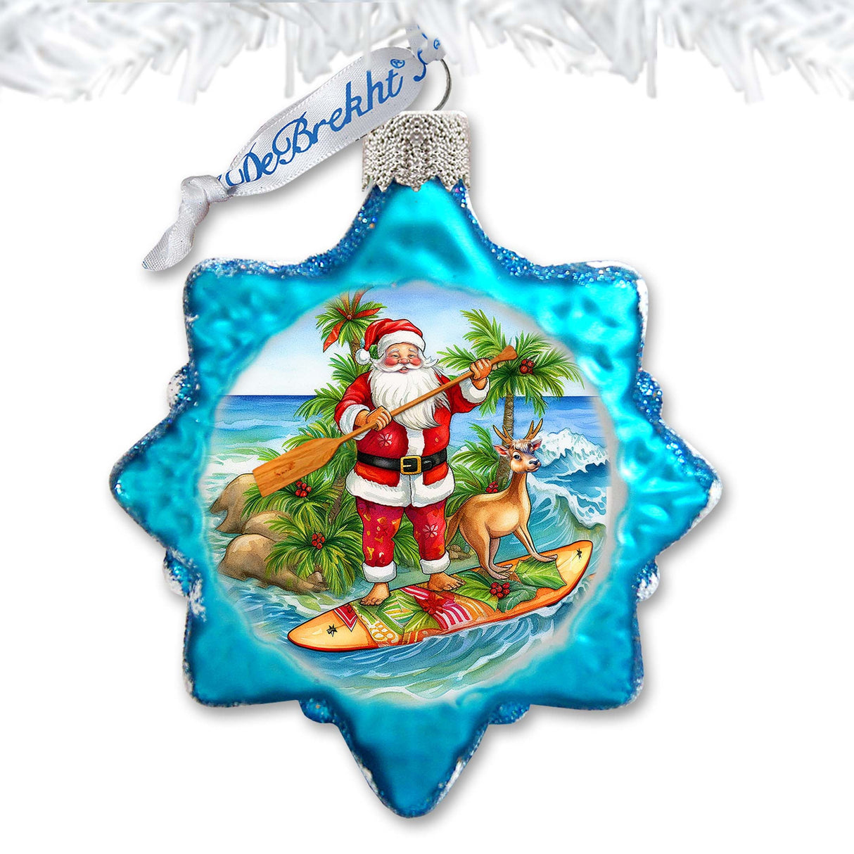 Holiday Coastal Ornament - Santa's Surf Keepsake Glass Ornaments by G. Debrekht - Christmas Décor - 777417